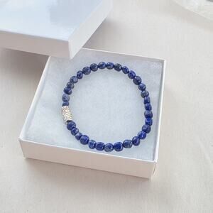New Jay King DTR Sterling Silver 925 Lapis Lazuli Stone Bracelet Magnetic 8"
